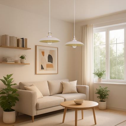 Brilagi - LED Ljuskrona med textilsladd FLAMENGO 2xE27/60W/230V beige