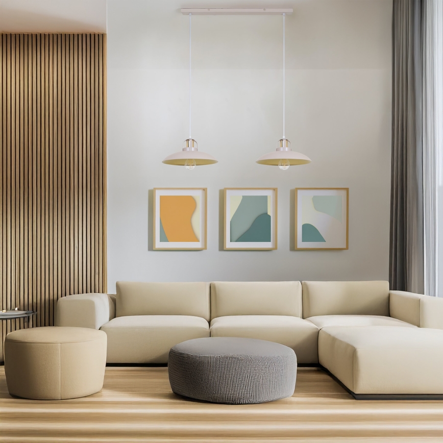 Brilagi - LED Ljuskrona med textilsladd FLAMENGO 2xE27/60W/230V beige