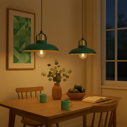 Brilagi - LED Ljuskrona med textilsladd FLAMENGO 2xE27/60W/230V grön