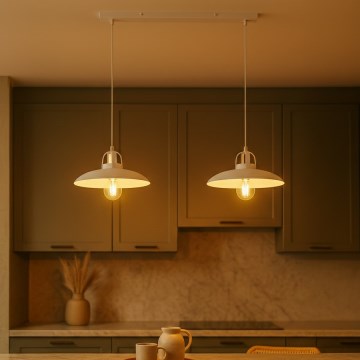 Brilagi - LED Ljuskrona med textilsladd FLAMENGO 2xE27/60W/230V vit