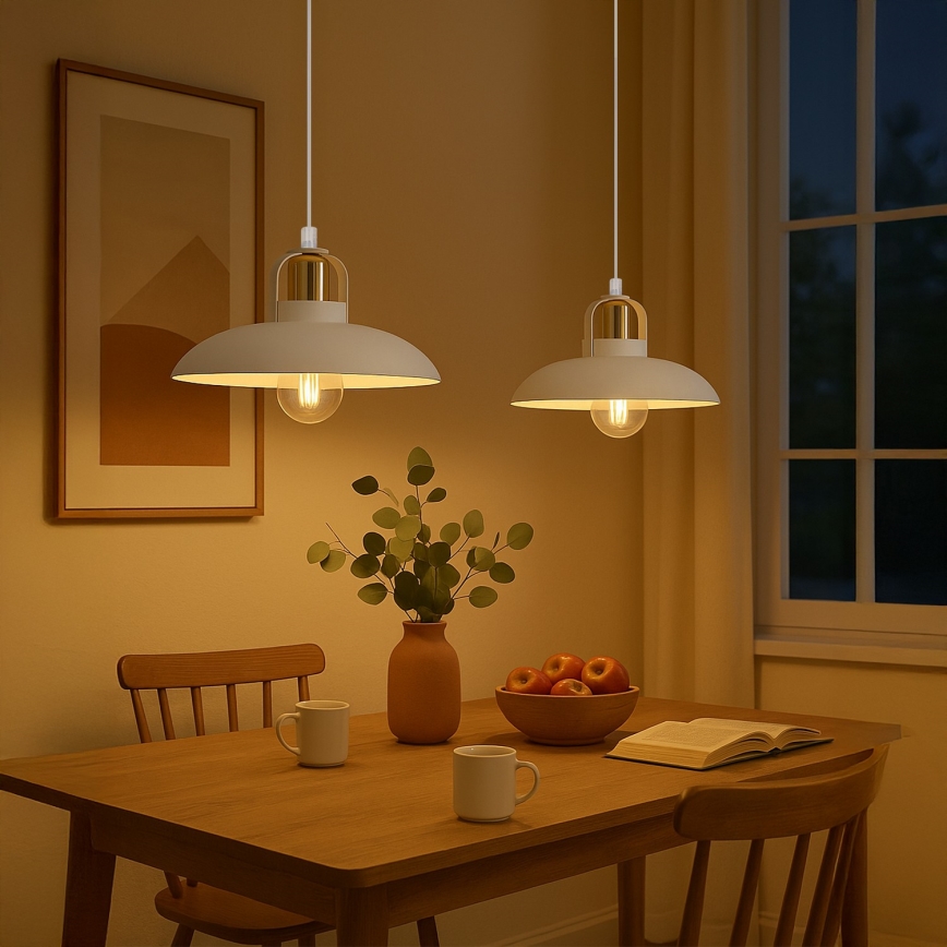 Brilagi - LED Ljuskrona med textilsladd FLAMENGO 2xE27/60W/230V vit