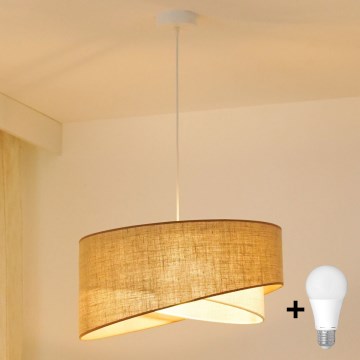 Brilagi - LED ljuskrona med textilsladd LYRA 1xE27/15W/230V beige/grädde