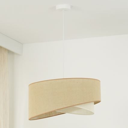 Brilagi - LED ljuskrona med textilsladd LYRA 1xE27/15W/230V beige/grädde