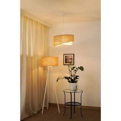 Brilagi - LED ljuskrona med textilsladd LYRA 1xE27/15W/230V beige/grädde