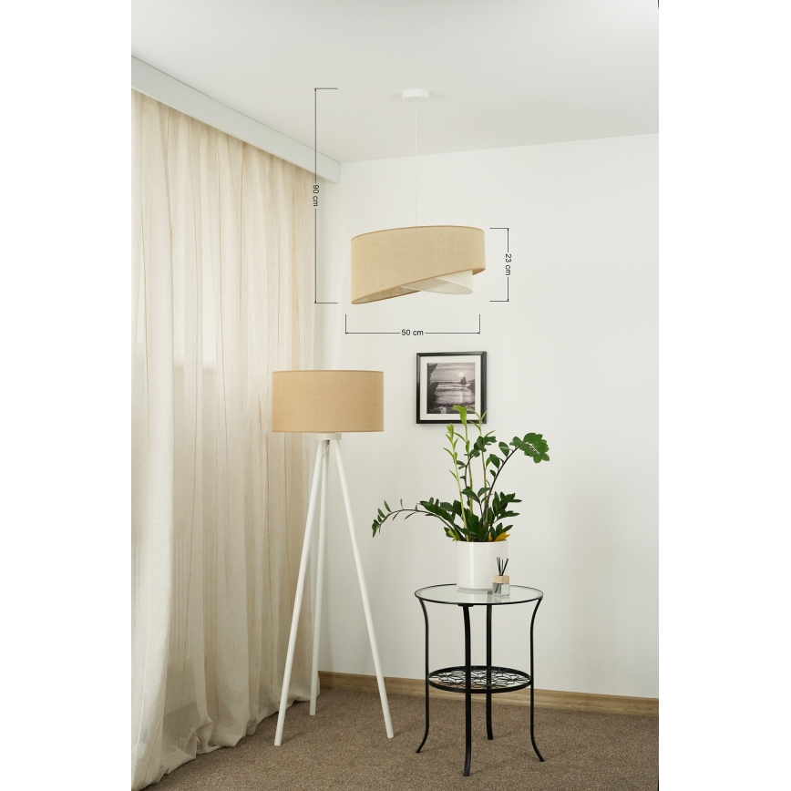 Brilagi - LED ljuskrona med textilsladd LYRA 1xE27/15W/230V beige/grädde