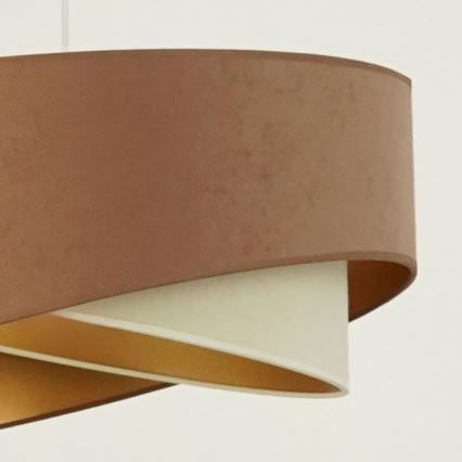 Brilagi - LED ljuskrona med textilsladd LYRA 1xE27/15W/230V brun/grädde/guld