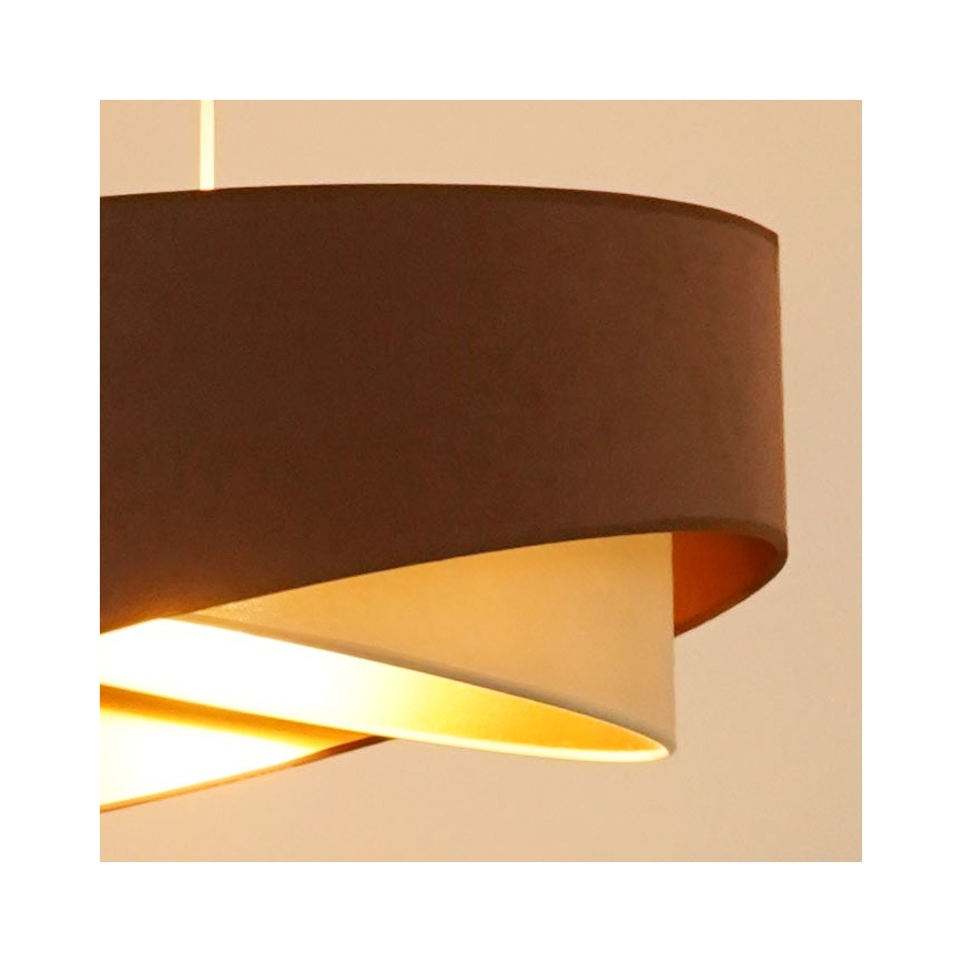 Brilagi - LED ljuskrona med textilsladd LYRA 1xE27/15W/230V brun/grädde/guld