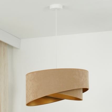 Brilagi - LED ljuskrona med textilsladd LYRA 1xE27/15W/230V brun/guld