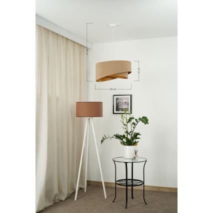 Brilagi - LED ljuskrona med textilsladd LYRA 1xE27/15W/230V brun/guld