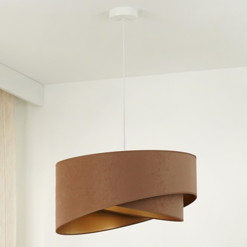 Brilagi - LED ljuskrona med textilsladd LYRA 1xE27/15W/230V brun/guld