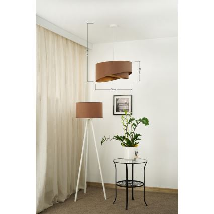 Brilagi - LED ljuskrona med textilsladd LYRA 1xE27/15W/230V brun/guld