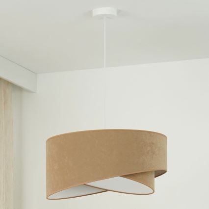 Brilagi - LED ljuskrona med textilsladd LYRA 1xE27/15W/230V brun/vit