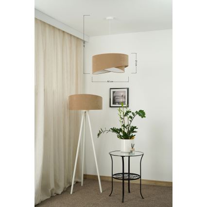 Brilagi - LED ljuskrona med textilsladd LYRA 1xE27/15W/230V brun/vit