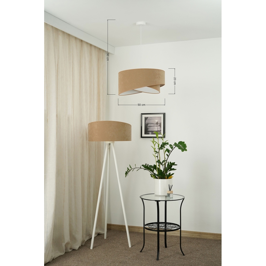 Brilagi - LED ljuskrona med textilsladd LYRA 1xE27/15W/230V brun/vit