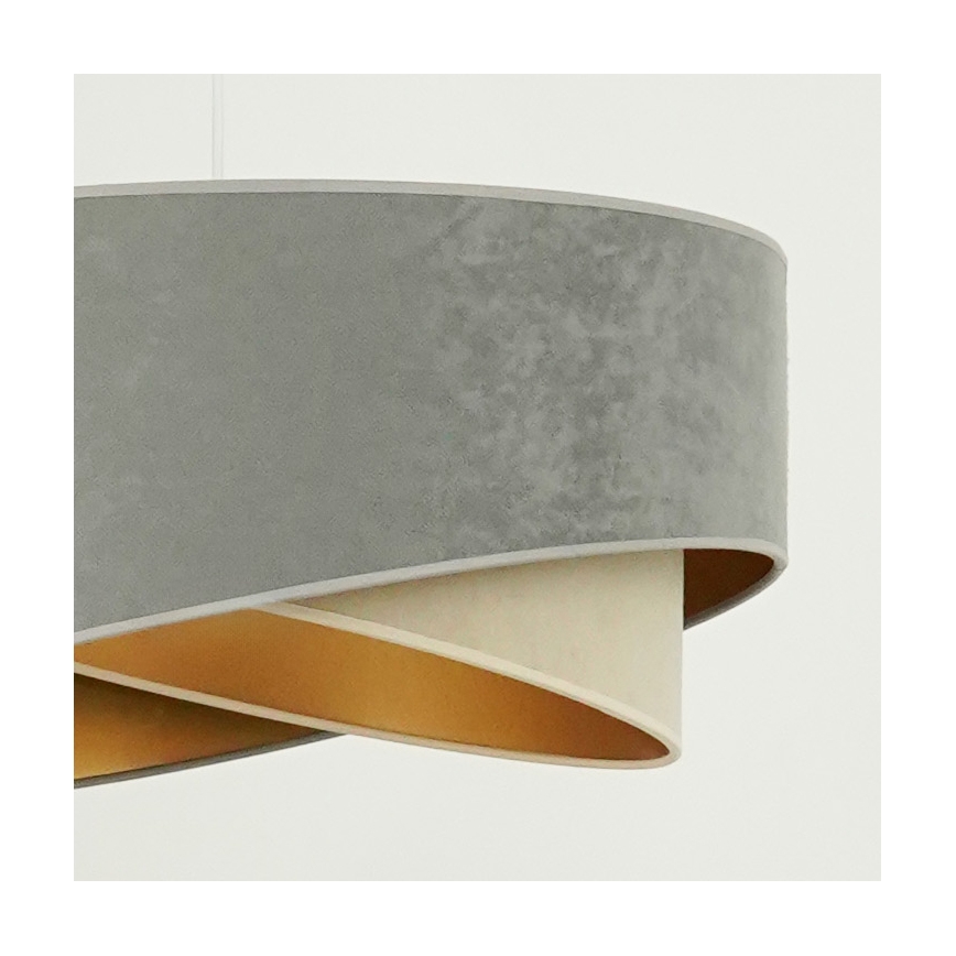 Brilagi - LED ljuskrona med textilsladd LYRA 1xE27/15W/230V grå/beige/guld