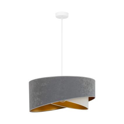 Brilagi - LED ljuskrona med textilsladd LYRA 1xE27/15W/230V grå/grädde/guld