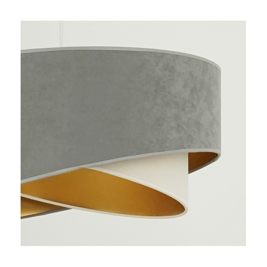 Brilagi - LED ljuskrona med textilsladd LYRA 1xE27/15W/230V grå/grädde/guld