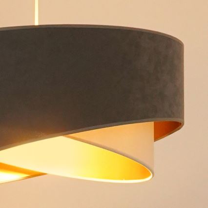 Brilagi - LED ljuskrona med textilsladd LYRA 1xE27/15W/230V grå/grädde/guld