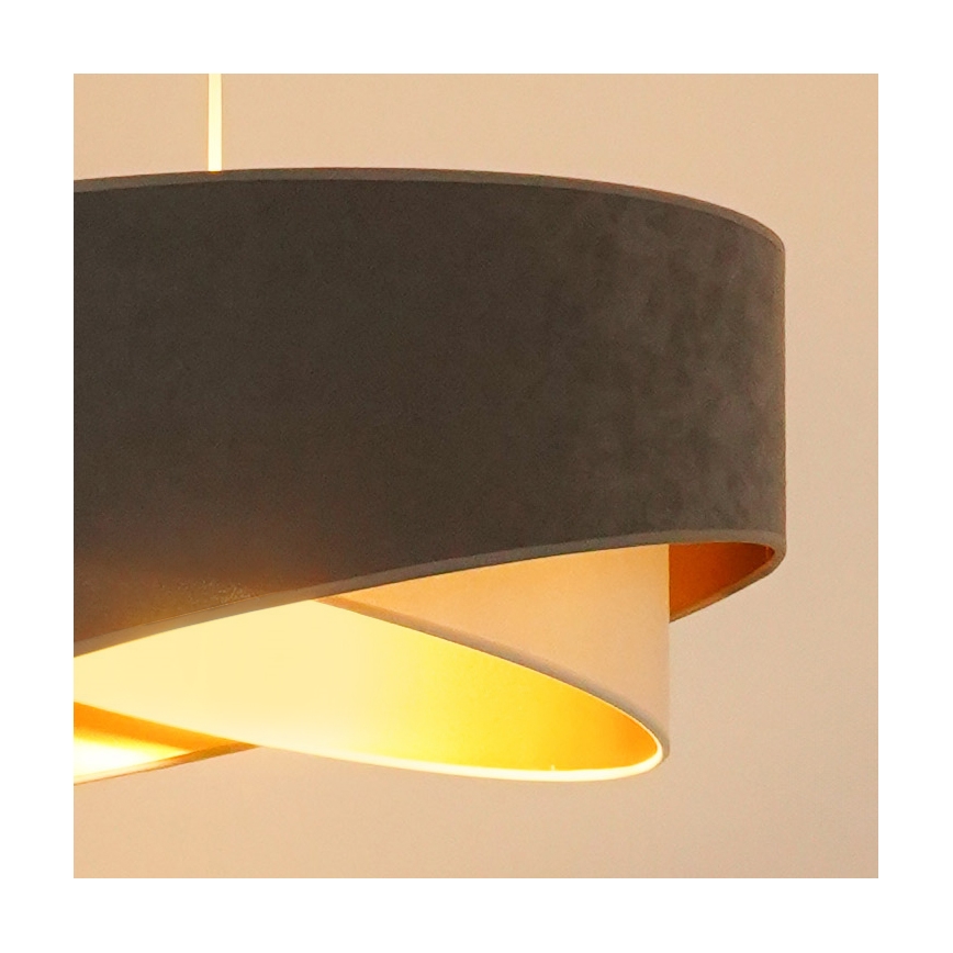 Brilagi - LED ljuskrona med textilsladd LYRA 1xE27/15W/230V grå/grädde/guld