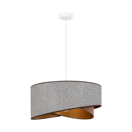 Brilagi - LED ljuskrona med textilsladd LYRA 1xE27/15W/230V grå/grädde/guld