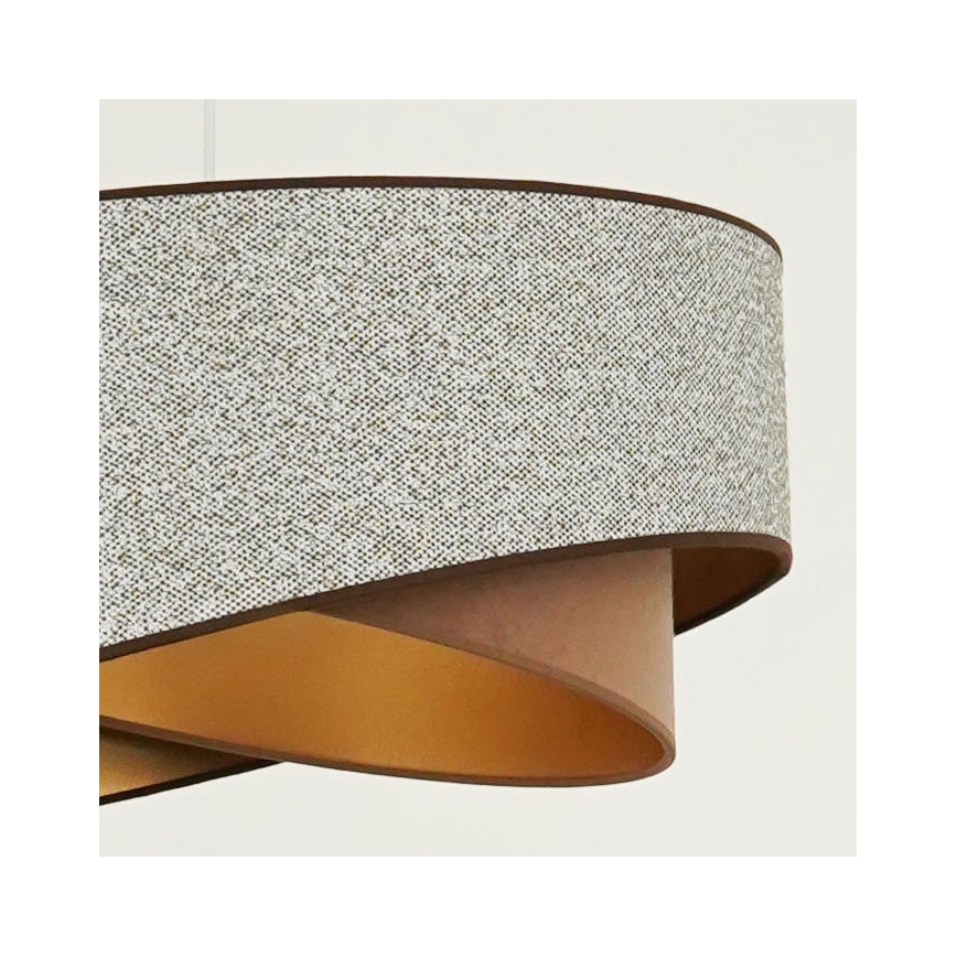 Brilagi - LED ljuskrona med textilsladd LYRA 1xE27/15W/230V grå/grädde/guld