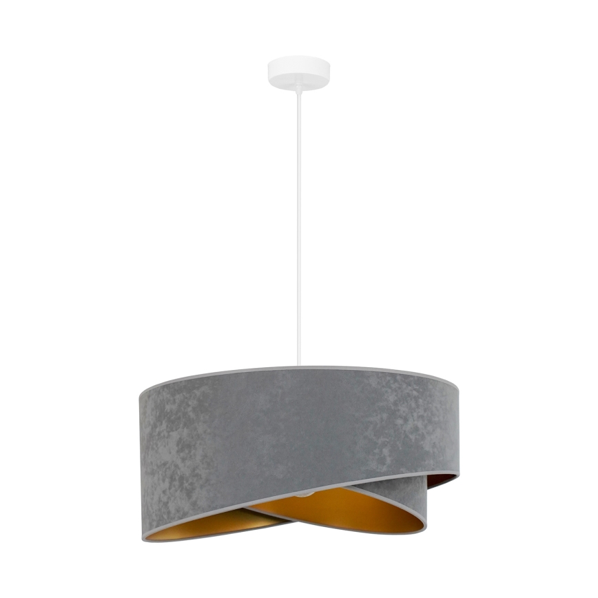 Brilagi - LED ljuskrona med textilsladd LYRA 1xE27/15W/230V grå/guld