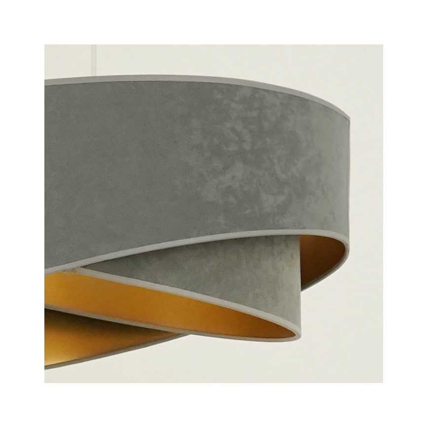 Brilagi - LED ljuskrona med textilsladd LYRA 1xE27/15W/230V grå/guld