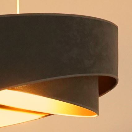 Brilagi - LED ljuskrona med textilsladd LYRA 1xE27/15W/230V grå/guld