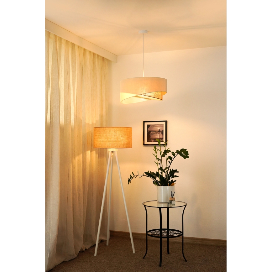 Brilagi - LED ljuskrona med textilsladd LYRA 1xE27/15W/230V grädde/beige