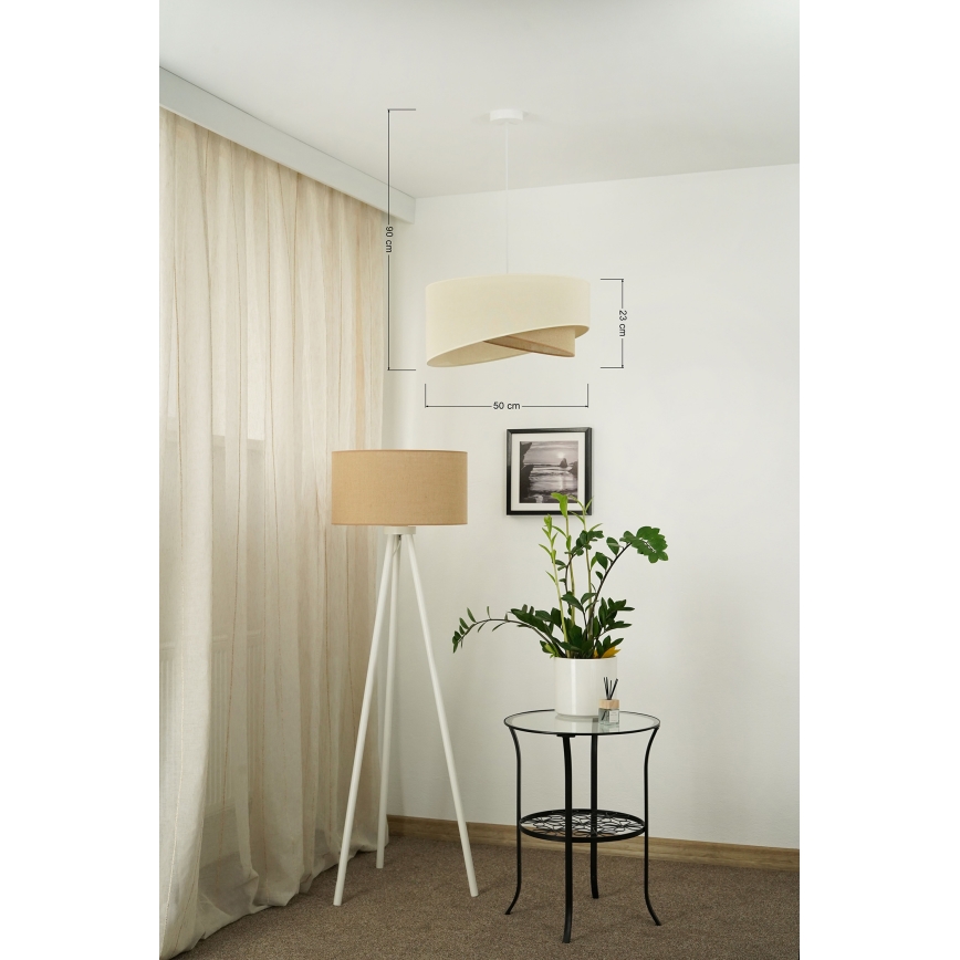 Brilagi - LED ljuskrona med textilsladd LYRA 1xE27/15W/230V grädde/beige