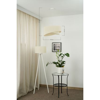 Brilagi - LED ljuskrona med textilsladd LYRA 1xE27/15W/230V grädde