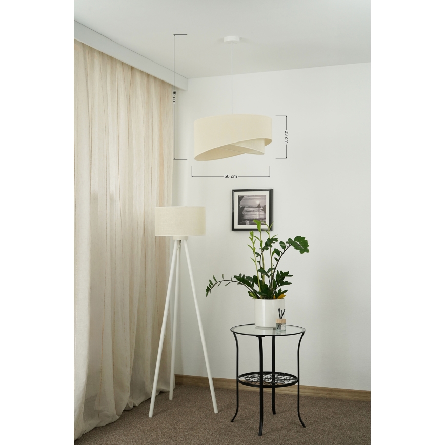 Brilagi - LED ljuskrona med textilsladd LYRA 1xE27/15W/230V grädde