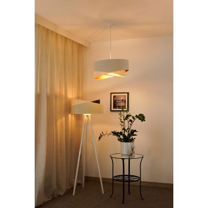 Brilagi - LED ljuskrona med textilsladd LYRA 1xE27/15W/230V grädde/vit
