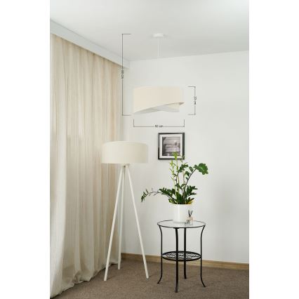 Brilagi - LED ljuskrona med textilsladd LYRA 1xE27/15W/230V grädde/vit