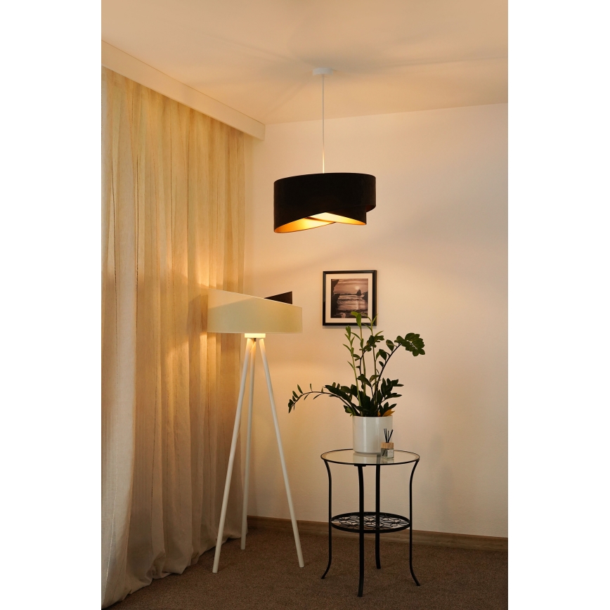 Brilagi - LED ljuskrona med textilsladd LYRA 1xE27/15W/230V mörkbrun/guld