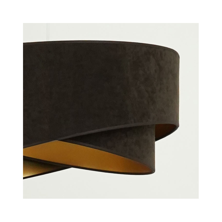 Brilagi - LED ljuskrona med textilsladd LYRA 1xE27/15W/230V mörkbrun/guld