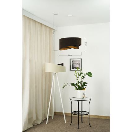 Brilagi - LED ljuskrona med textilsladd LYRA 1xE27/15W/230V mörkbrun/guld