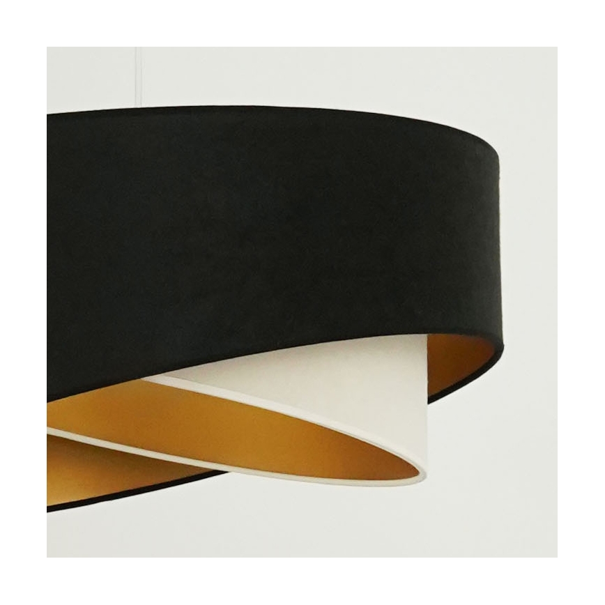 Brilagi - LED ljuskrona med textilsladd LYRA 1xE27/15W/230V svart/grädde/guld