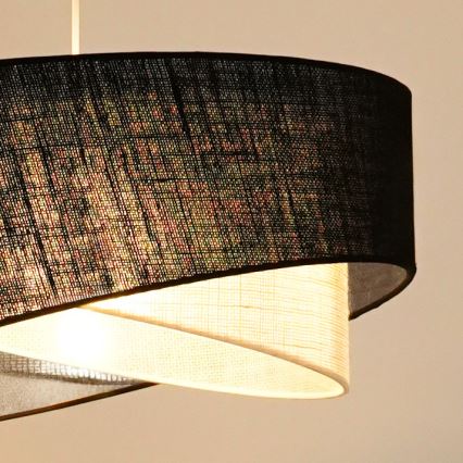 Brilagi - LED ljuskrona med textilsladd LYRA 1xE27/15W/230V svart/grädde