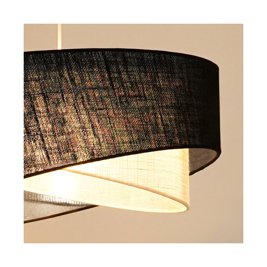 Brilagi - LED ljuskrona med textilsladd LYRA 1xE27/15W/230V svart/grädde