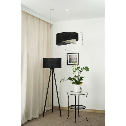 Brilagi - LED ljuskrona med textilsladd LYRA 1xE27/15W/230V svart/grädde