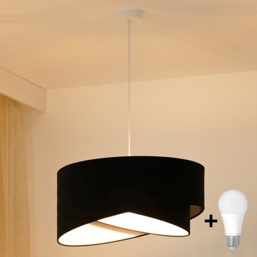 Brilagi - LED ljuskrona med textilsladd LYRA 1xE27/15W/230V svart/vit