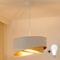 Brilagi - LED ljuskrona med textilsladd LYRA 1xE27/15W/230V vit/beige/guld