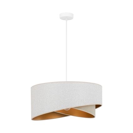 Brilagi - LED ljuskrona med textilsladd LYRA 1xE27/15W/230V vit/beige/guld
