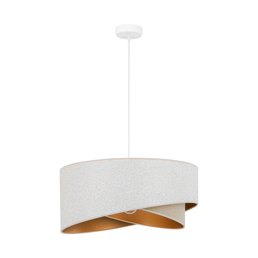Brilagi - LED ljuskrona med textilsladd LYRA 1xE27/15W/230V vit/beige/guld