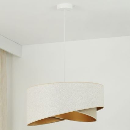 Brilagi - LED ljuskrona med textilsladd LYRA 1xE27/15W/230V vit/beige/guld