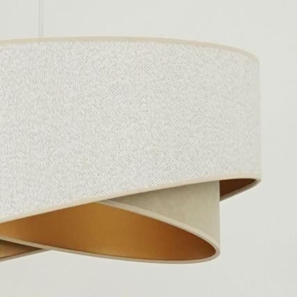Brilagi - LED ljuskrona med textilsladd LYRA 1xE27/15W/230V vit/beige/guld