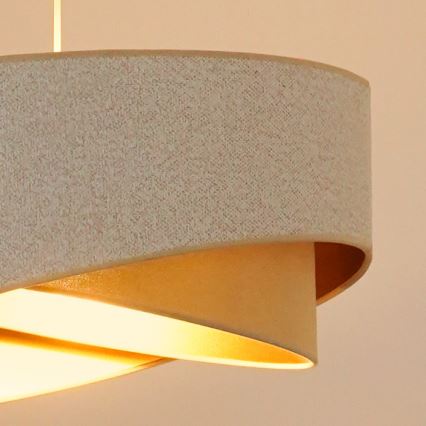 Brilagi - LED ljuskrona med textilsladd LYRA 1xE27/15W/230V vit/beige/guld
