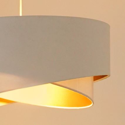 Brilagi - LED ljuskrona med textilsladd LYRA 1xE27/15W/230V vit/guld