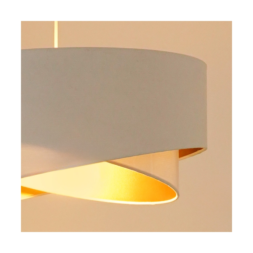 Brilagi - LED ljuskrona med textilsladd LYRA 1xE27/15W/230V vit/guld